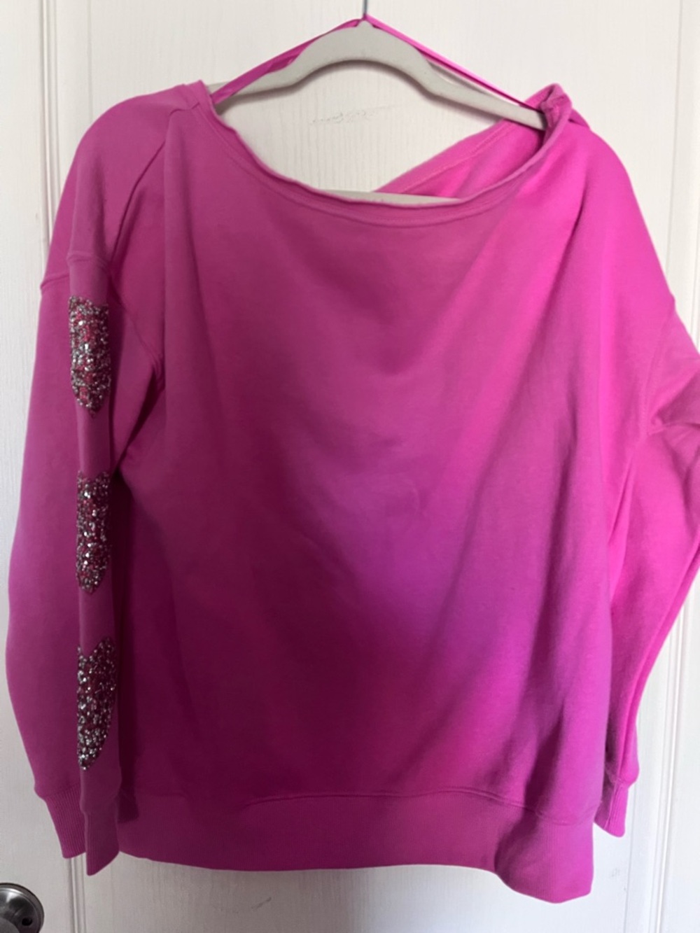 Women's Hot Pink Embellished Sweatshirt Jacket